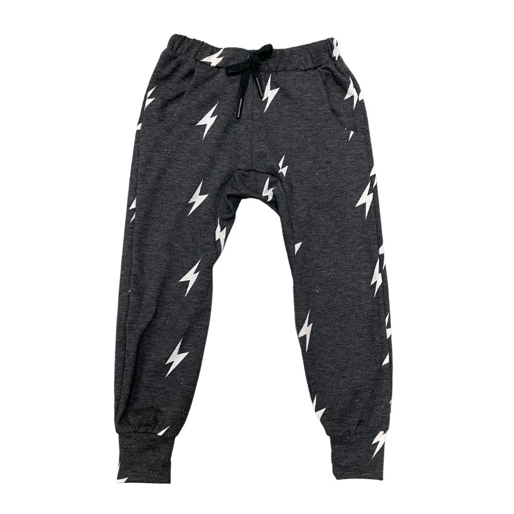 The Chase: Kids Joggers Bottoms Bailey Blue Charcoal Lightning Bolt 2|3 