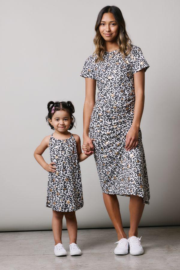 The Grayson: Kid's Dress Dress Bailey Blue Golden Cheetah 2/3 